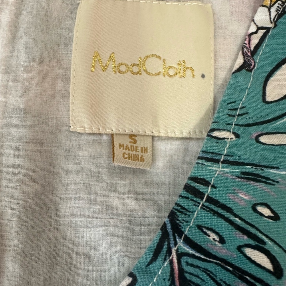 ModCloth Women’s Tropical Print Dress Small 100% Cotton - Picture 4 of 9